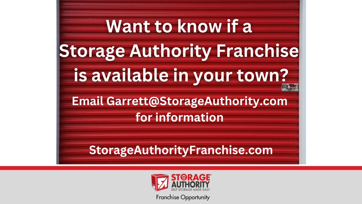 Join the ranks of successful #entrepreneurs and real estate investors by becoming a Storage Authority Franchise owner. 

#selfstorage #business #storage #franchising 
#entrepreneurship #motivation #economy
#venturecapital #StorageAuthority #realestate #retirementgoals