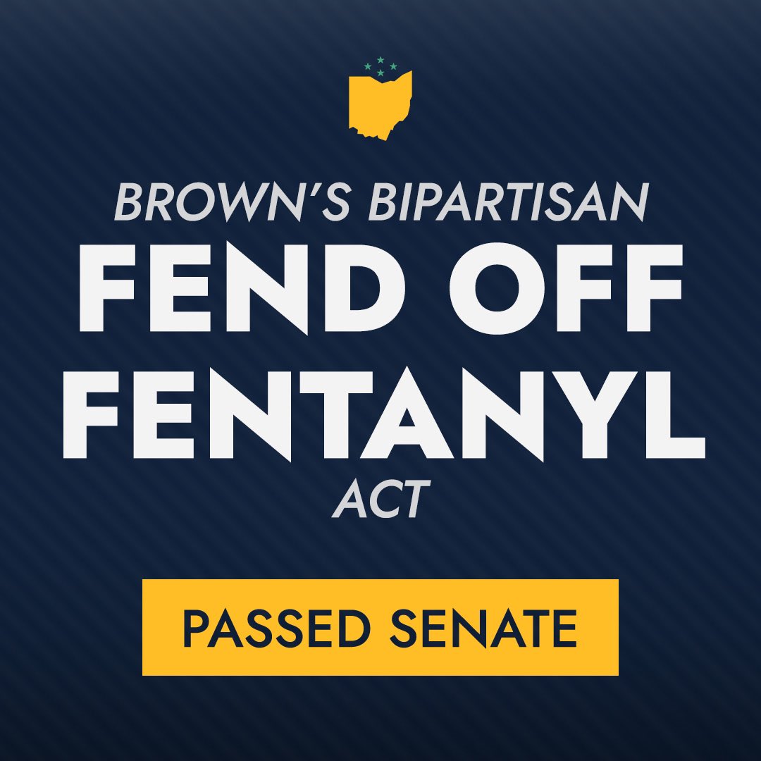 PASSED SENATE: Our bipartisan bill to help cut fentanyl off at the source is one step away from becoming law. The President must sign the national security package immediately to take on the cartels in Mexico & chemical suppliers in China that are devastating Ohio communities.