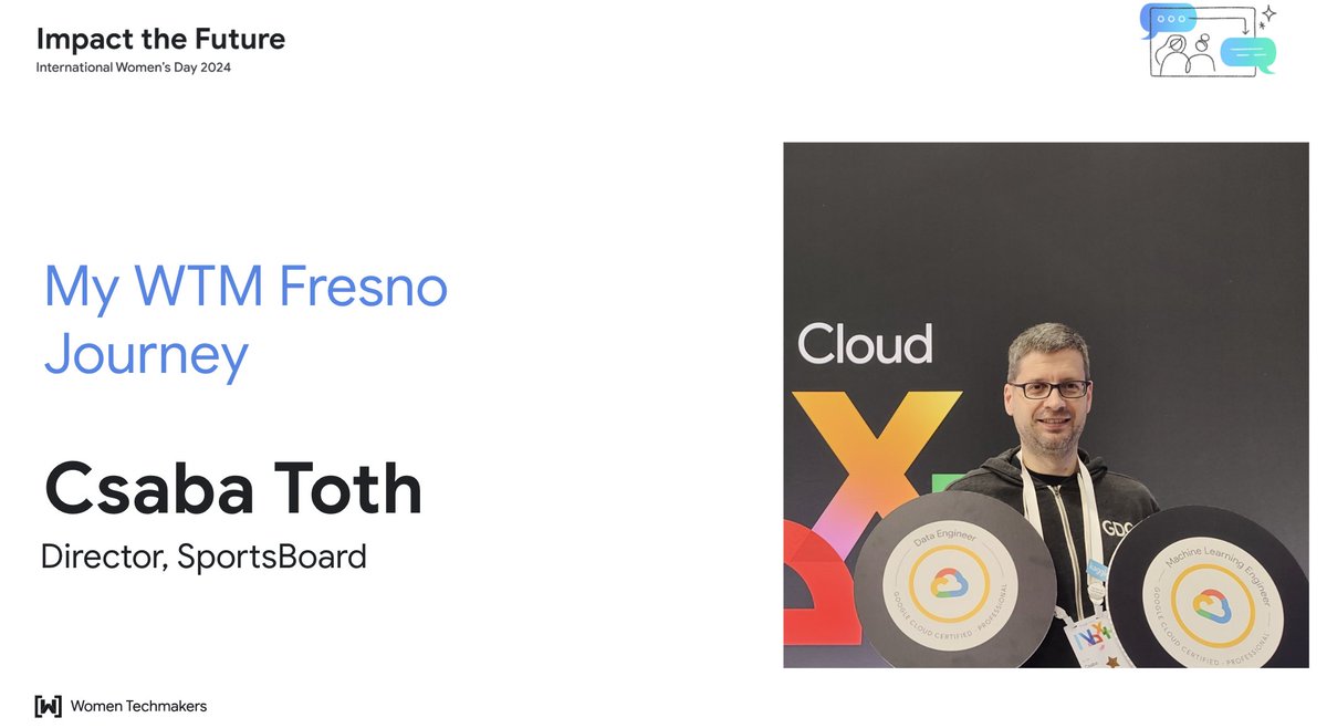 GDGSanJose's tweet photo. @CsabaTothDr Will be speaking about his experience on building the WTM community in Fresno, CA.
@WomenTechmakers @gdgfresno . https://t.co/ToLjoKXPvs