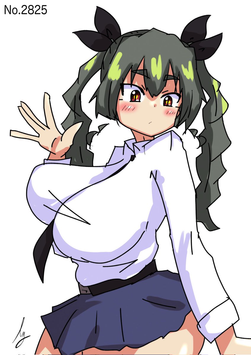 アンチョビ(ガルパン) 「[やぁアンチョビ]#1日1ドゥーチェ 」|真スベラーbot(bmg)🥐のイラスト