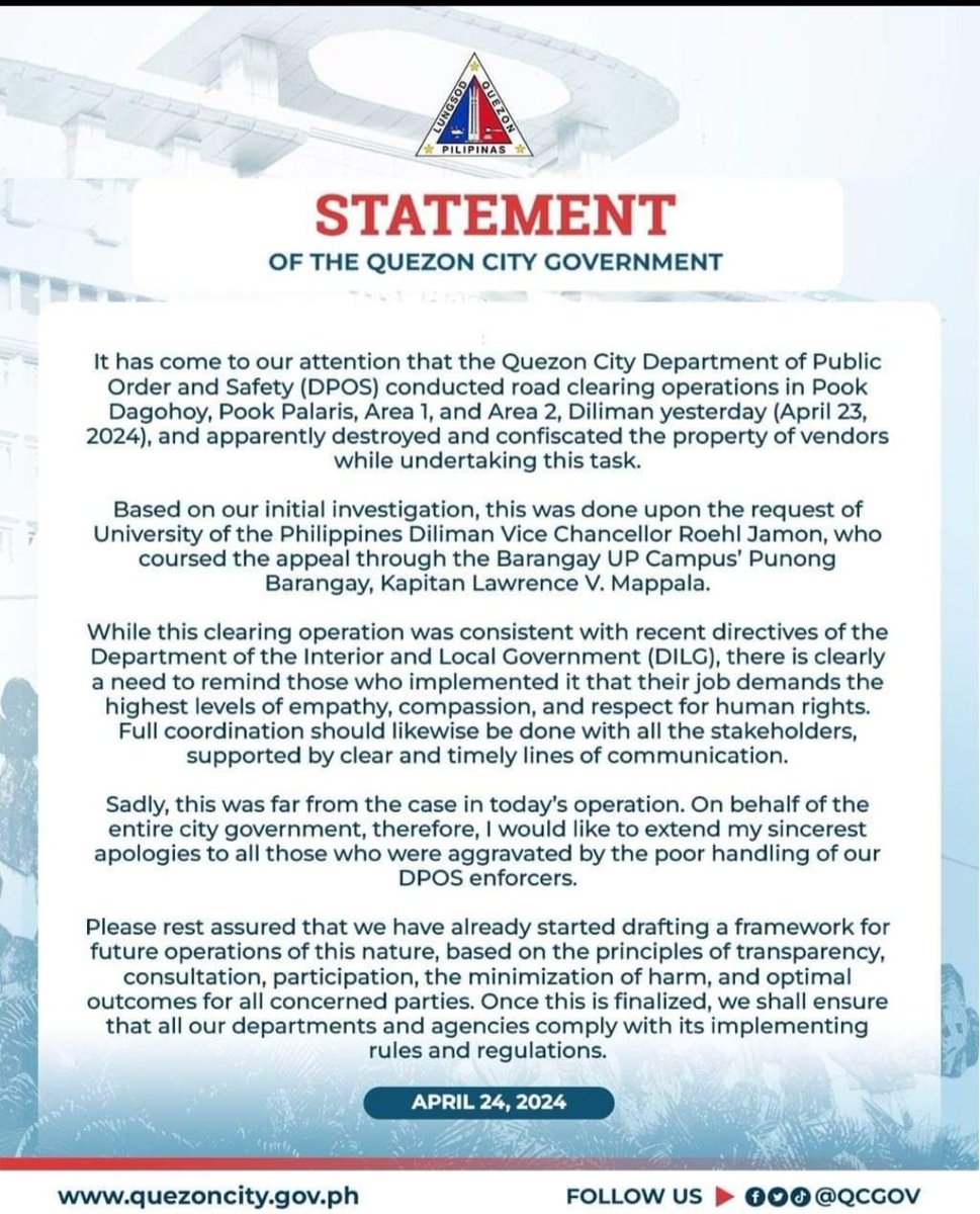 Si Jamon mismo ang nagsabi sa akin na wala silang kinalaman sa nangyari kahapon, only to be refuted by the QC LGU. Hindi man lang mapanindigan mga desisyon. Palibhasa, takot sa galit ng komunidad. SHAME! #UPNotForSale