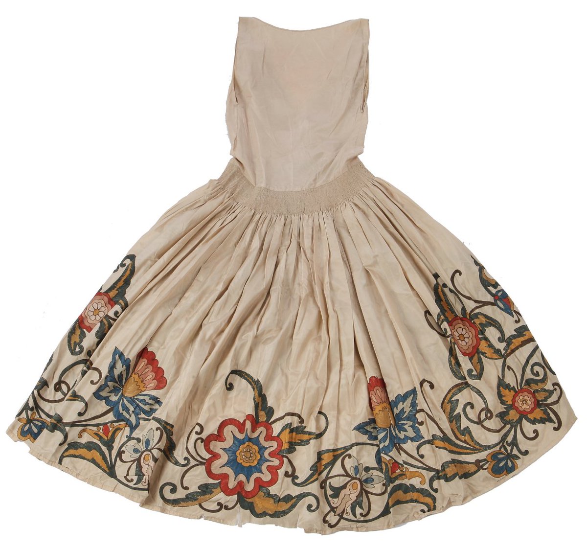 tambour embroidered dress 1930s Blue Tambour Floral Embroidered Lace Gown Dress Velvet Ribbon –  Breath Of the Earth main image 0