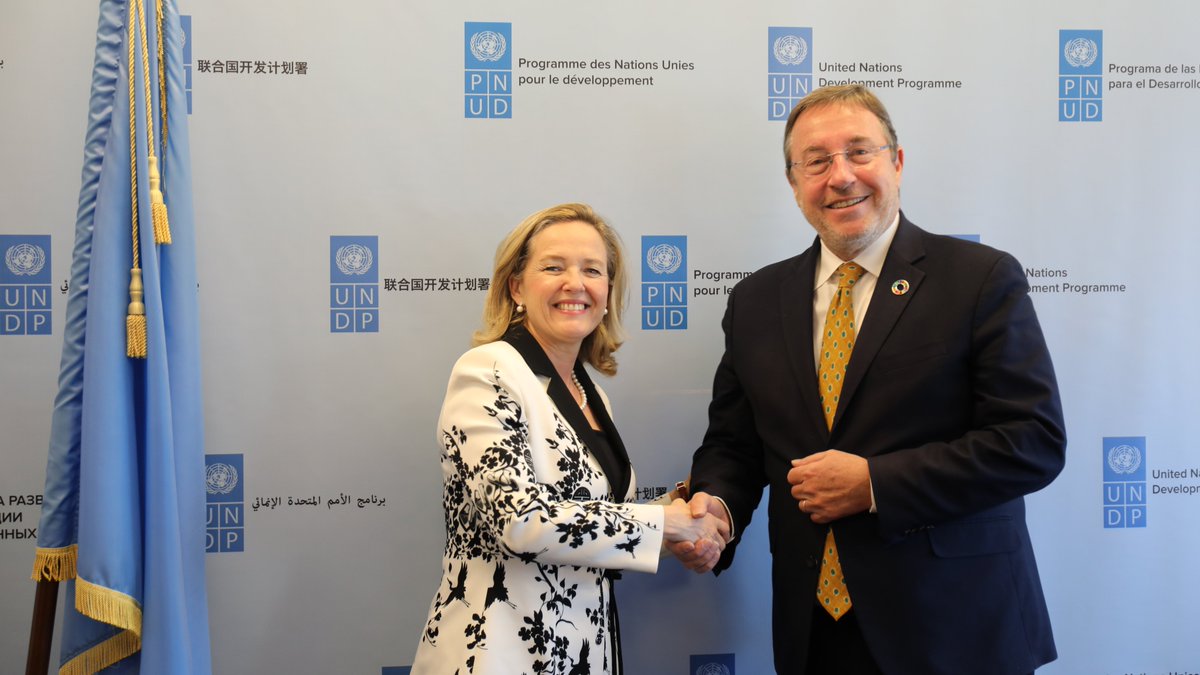 A warm welcome to @NadiaCalvino, the new @EIB President. A productive meeting to advance @UNDP +#EIB partnership in conflict-affected countries & support for, #ClimateAction & scaling up sustainable finance.