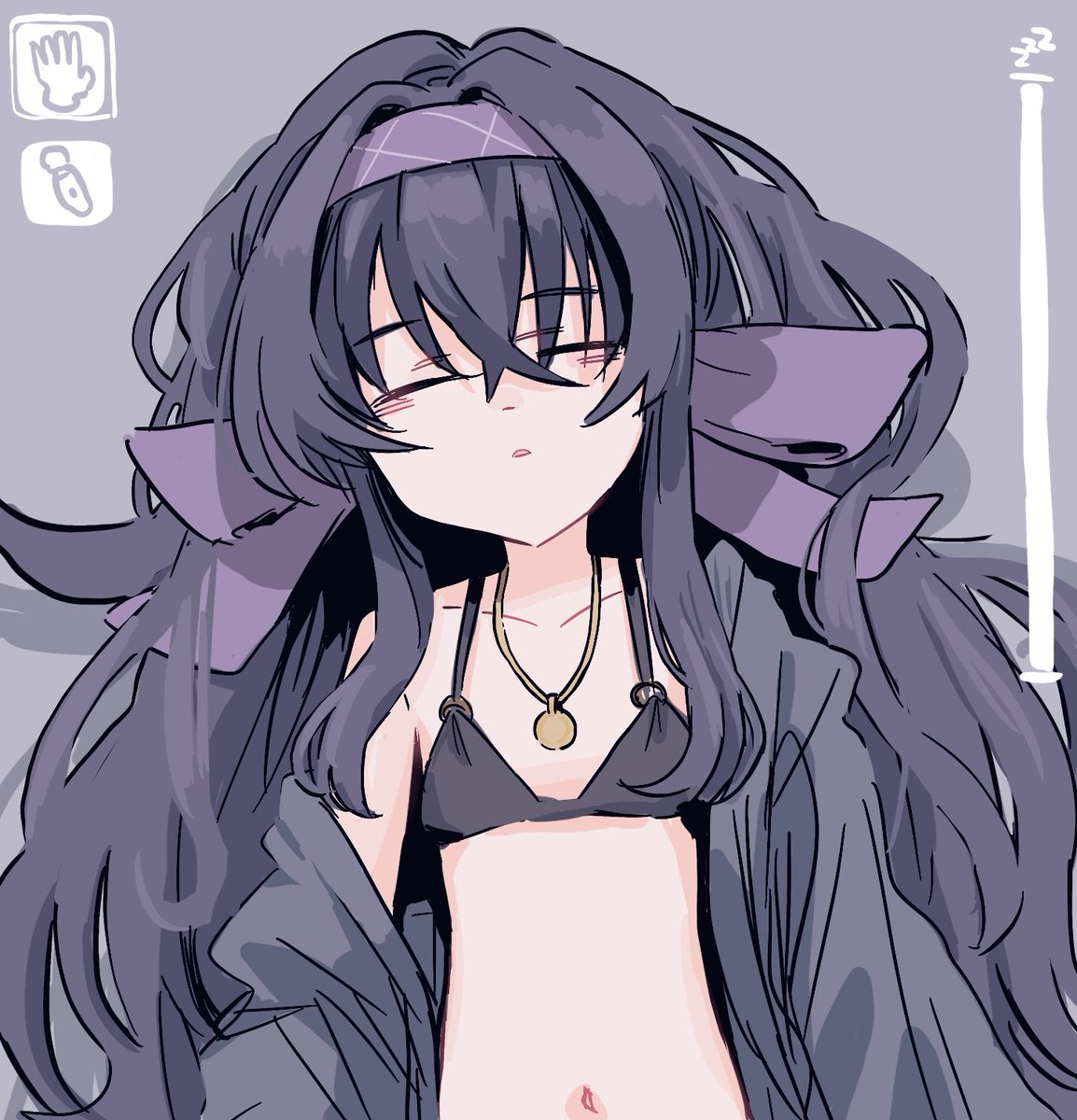 古関ウイ(ブルアカ) ,ウイ(水着) 「すやウイ 」|菓しおりのイラスト