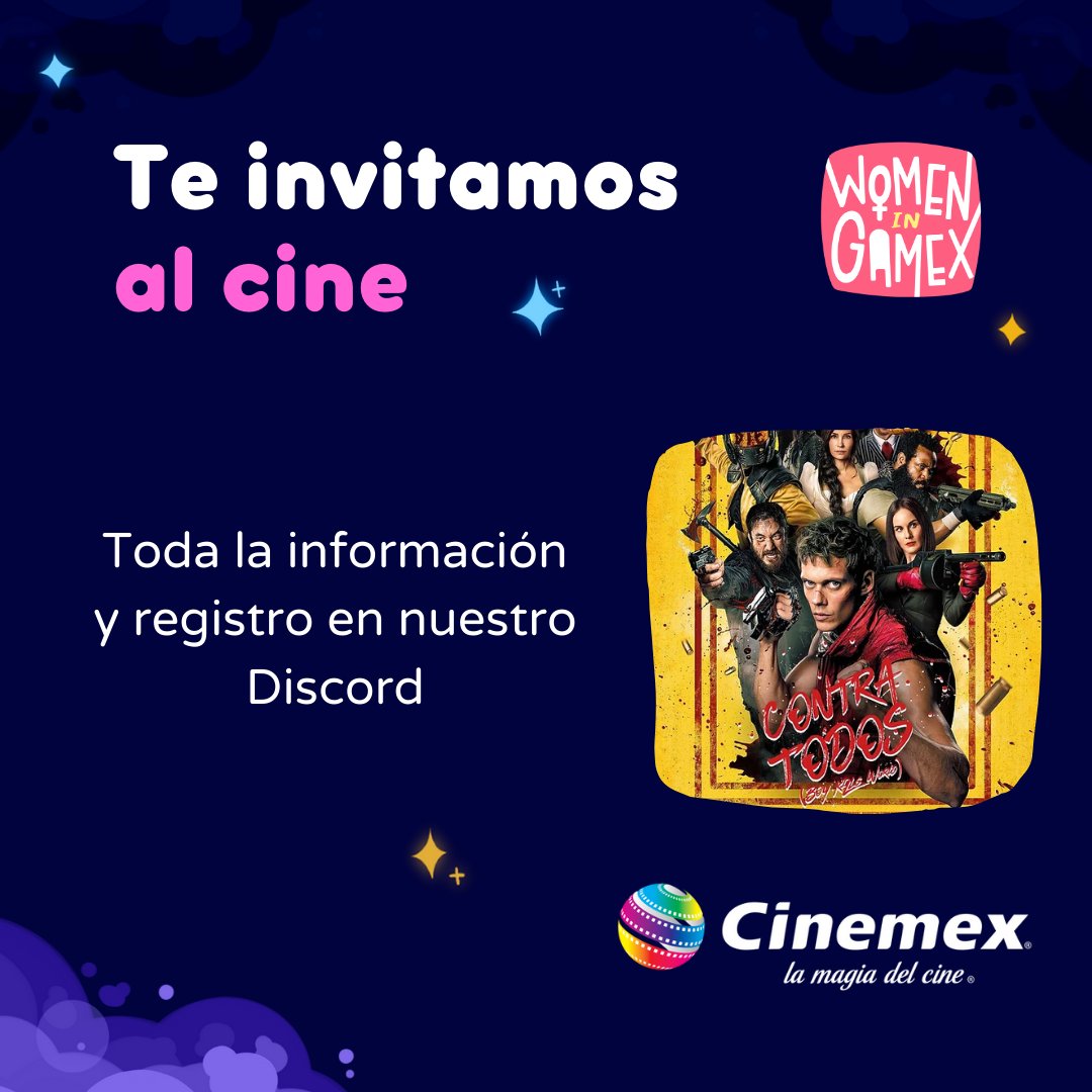 WomenInGamex's tweet photo. 🌟¡Vamos al #cine! Si ya eres parte de la #comunidad de #WIGX entra al discord y conoce toda la información y registro para que disfrutes la película el próximo miércoles 24 de abril en CDMX a las 7 pm. 👏👏 ¡Gracias #Cinemex! https://t.co/I7A99WDjtr