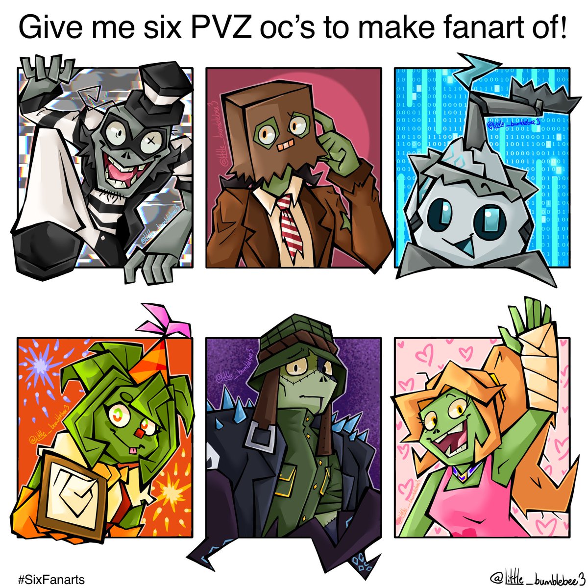 Finally done with the six fanart, it was fun making them 

Hope ya like it! :D
Thanks again for the 600+ followers!!! 💖

(If your oc didn’t get to be drawn don’t worry, imma do this again in the future)
#SixFanarts #pvz #fanart