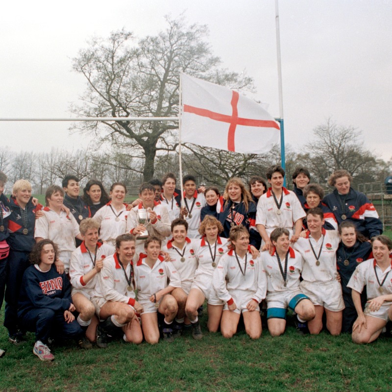 EnglandRugby's tweet photo. Pioneers. 

#OnThisDay 30 years ago, our Red Roses made history as they overcame the USA to win the Women's Rugby World Cup final 🌹🙌

Click below now to watch the full match in all its glory 👇

#RWC1994 | #RedRoses