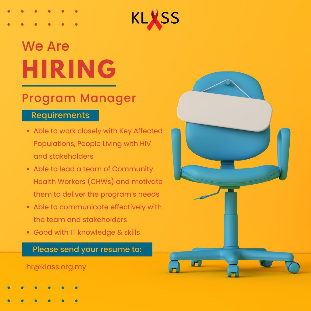 Exciting opportunity alert! We're seeking Program Manager to join our team. If you have a passion for leading project, driving results, and fostering collaboration, we want to hear from you! Check out the job details and apply now to hr@klass.org.my