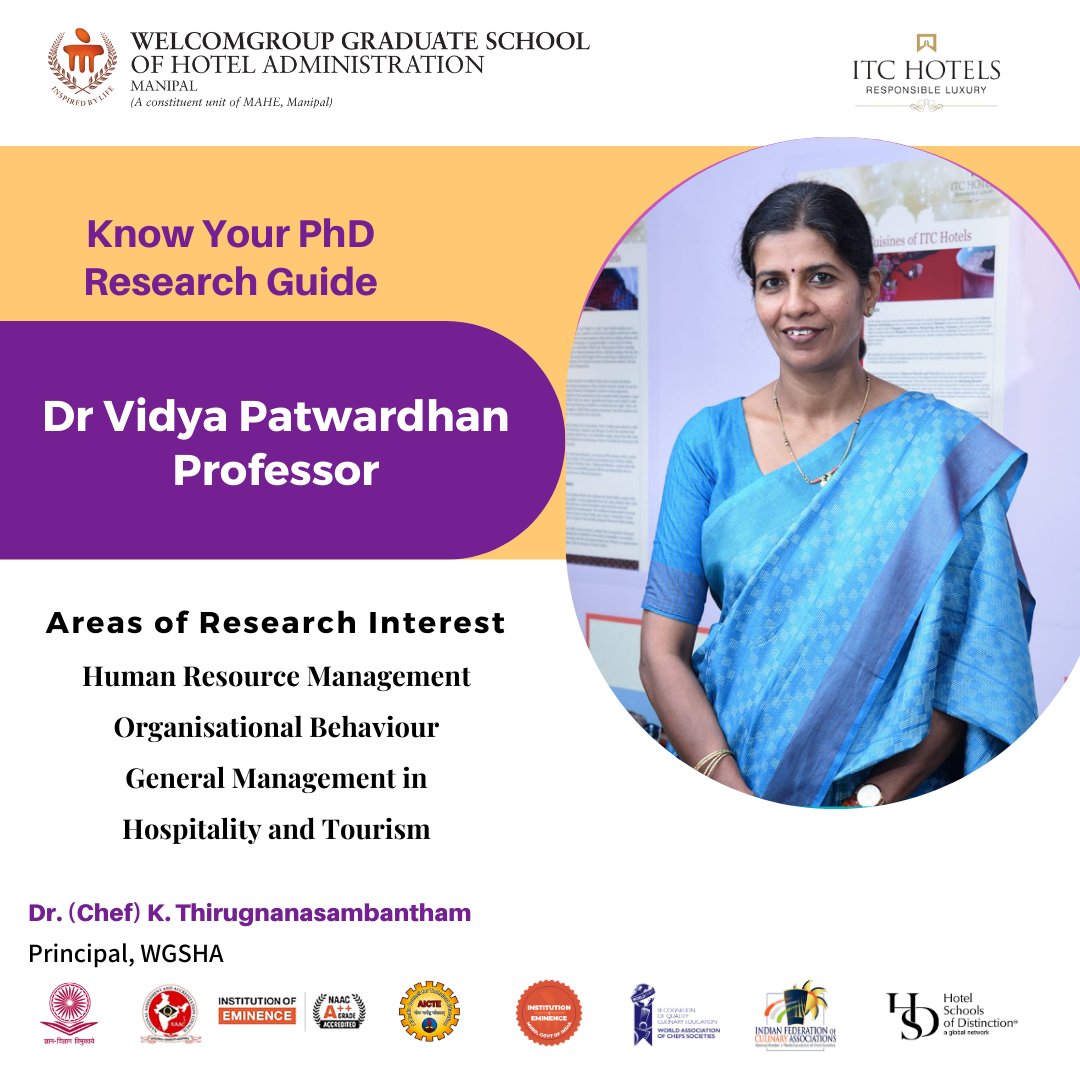 WManipal's tweet photo. Call for PhD Applications WGSHA, a Top hospitality institution of Manipal Academy of Higher Education, Manipal invites applications for PhD
Link - https://t.co/BqSSNXTMjx We are very proud to introduce our PhD Guides and their area of expertise.
#PhDguide #wgsha #manipal https://t.co/QAY1Jwv7fo