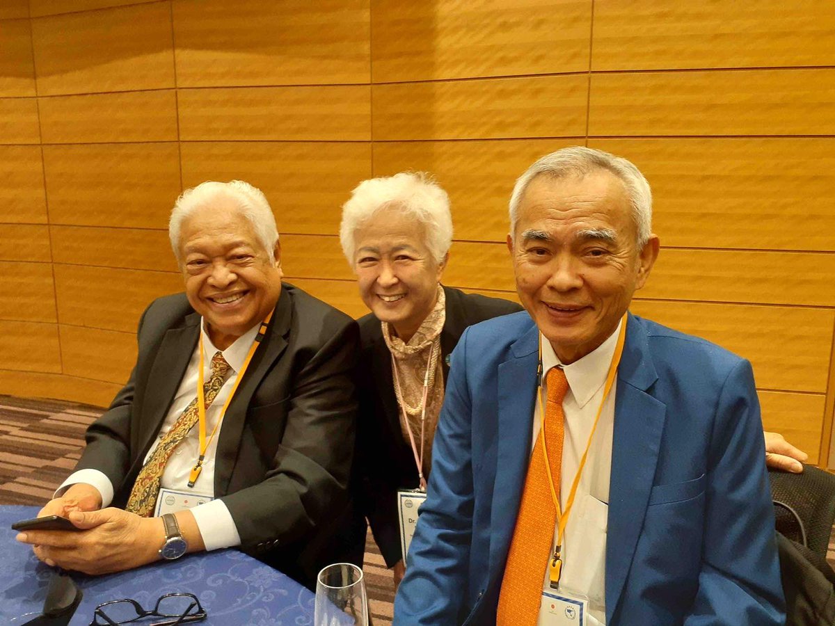The gray trio at the Asian Federation of Parliamentarians on Population & Devt conference on Population Ageing in Tokyo Apirl 22-24, 2024, with Dr. Kiyoko Ikegami of APDA and Sen. Jetn Siranthranont of Thailand.