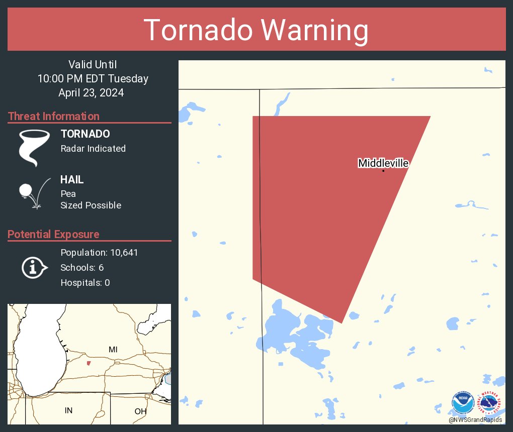 Tornado Warning continues for Middleville MI until 10:00 PM EDT