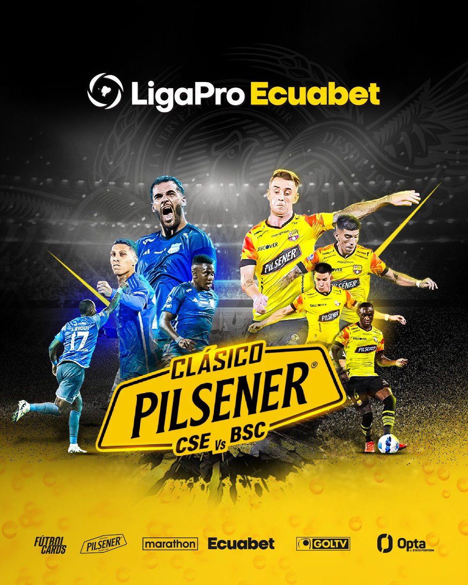 📍Falta poco para el Clásico Pilsener 🔥 @CSEmelec 🔵⚡️ 🆚 @BarcelonaSC 🟡⚫️ ¿Se quieren ganar unas entradas para el partido 'inmortal'? 🙌🏻💪🏻 #LigaProEcuabet #ClásicoPilsener 🇪🇨💯