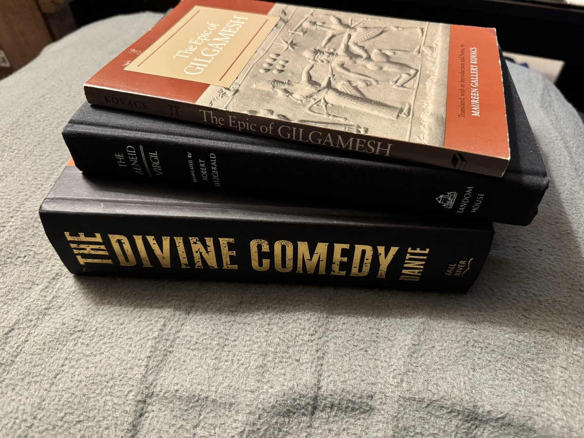 Erickfajardo's tweet photo. And this is how I spent my @WorldBookDayUS: revisiting with my kid three literary classics from my adolescence. Kovacs' The Epic of Gilgamesh, Virgil's The Aeneid, and Dante's The Divine Comedy. Bought them for $3 each at the @FCPL #SpringBookSale in Annandale!
Only in America. https://t.co/RoXyhuAIyI