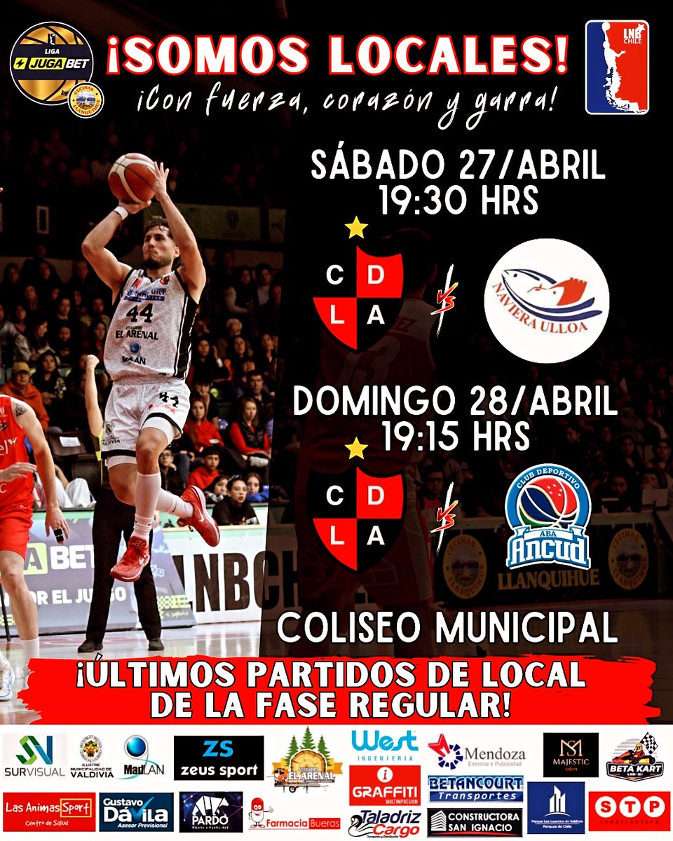 cdla_lasanimas's tweet photo. ¡SOMOS LOCALES! Apoya a Las Ánimas este fin de semana en la ÚLTIMA FECHA DE LOCAL DE LA FASE REGULAR
Te esperamos en el Coliseo Municipal ¡No te los pierdas! 🏀
#LasÁnimas #Valdiviacl #vamosfantasmas
#LigaJugaBetByCecinasLlanquihue https://t.co/H8EAxn9pLd