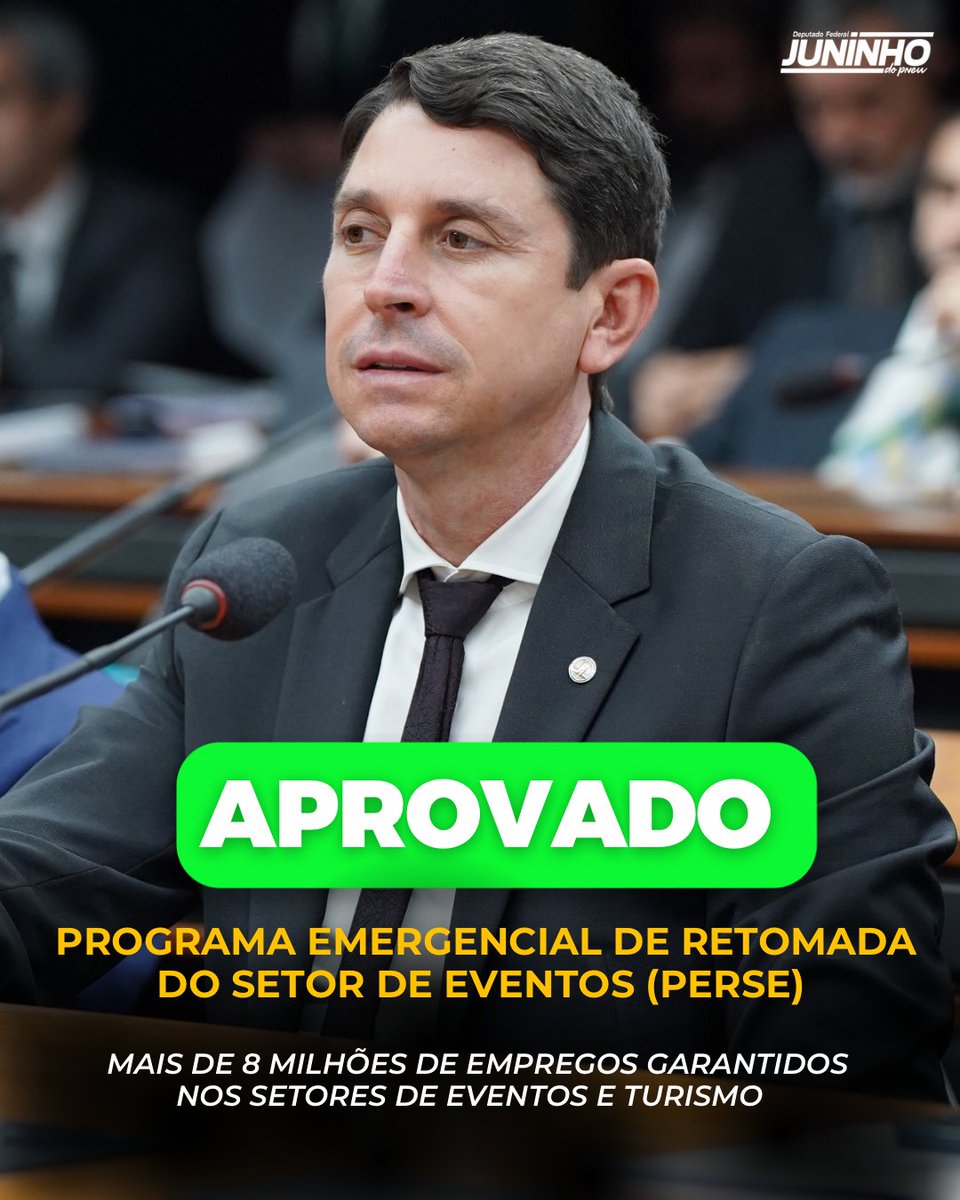 PERSE APROVADO ✅

Talvez algumas pessoas não saibam, mas durante grande parte da minha vida trabalhei como produtor de eventos, sei o quanto esse setor gera empregos e faz a economia girar.

#PERSE #Turismo #Eventos #JuninhodoPneu