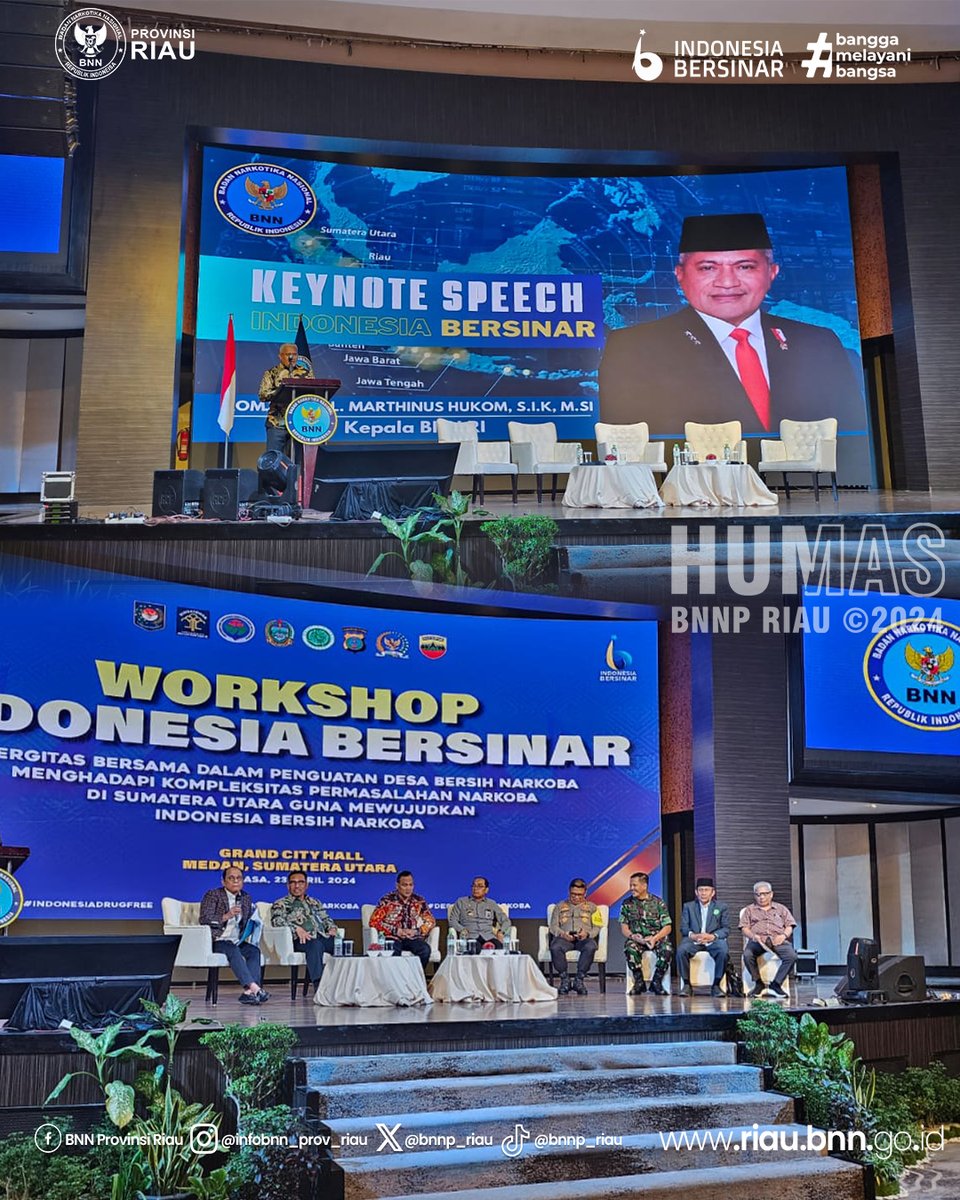 Kepala BNNP Riau  Bapak Brigjen Pol. Robinson D.P. Siregar, S.H., S.I.K. M.H menghadiri kegiatan workshop INDONESIA BERSINAR:SINERGITAS BERSAMA MENGHADAPI KOMPLEKSITAS PERMASALAHAN NARKOTIKA#bnnpriau #bnnri #riaubersinar #indonesiabersinar