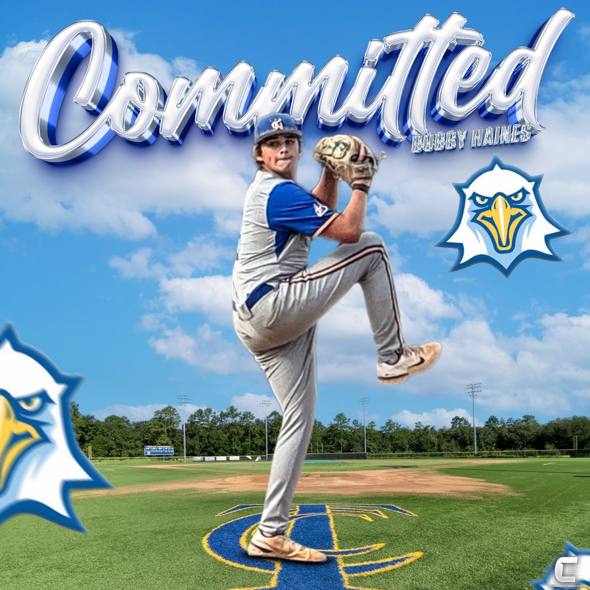 BobbyHainesLHP's tweet photo. Beyond excited to announce my commitment to Tallahassee State College to continue my athletic and academic career. This wouldn’t be possible without my family, all of my coaches, teammates, and @Thejuicepitchin who helped me develop to the pitcher I am now. Go Eagles!!🔵🟡🦅 https://t.co/tj92NEVxXV