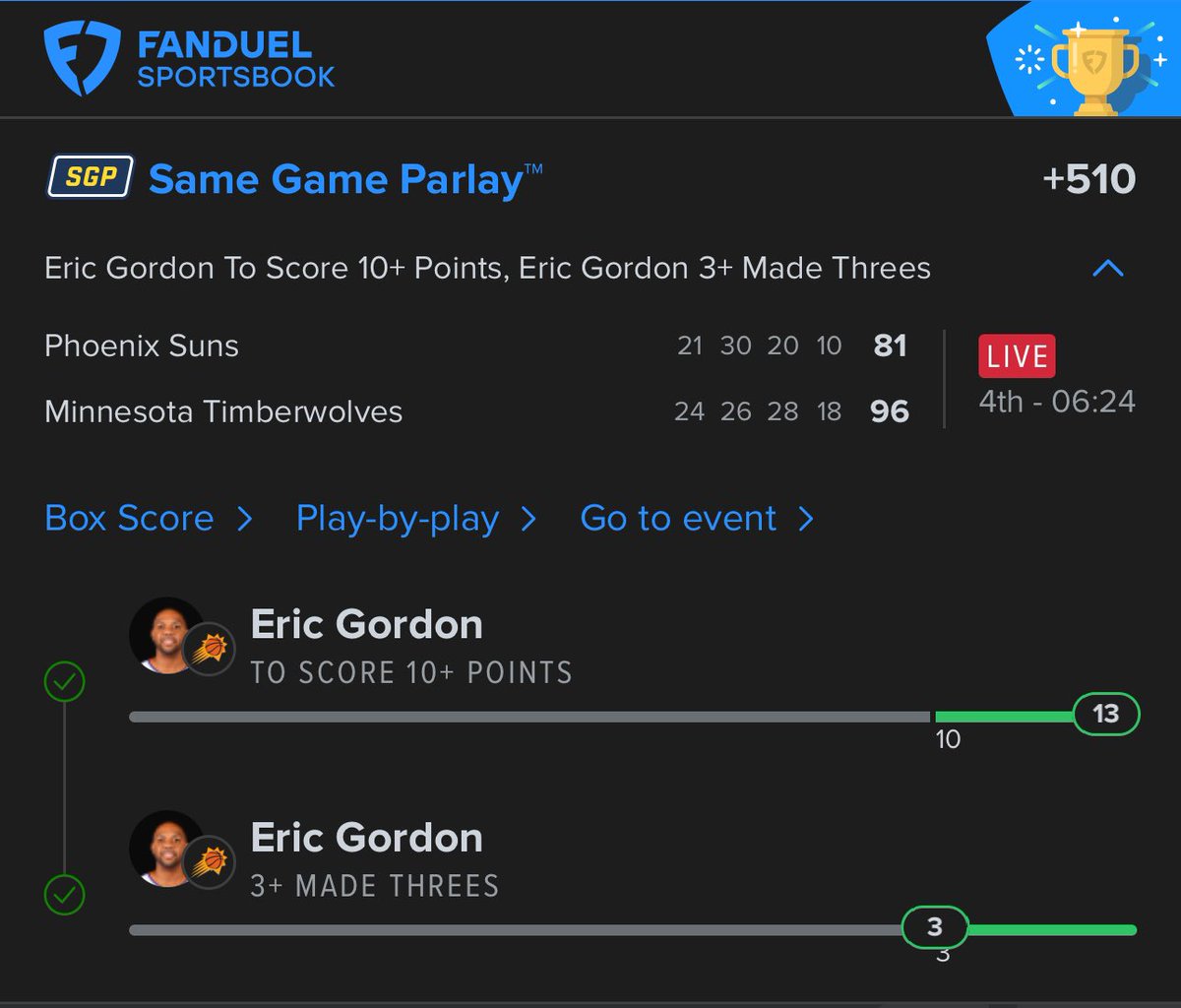 Alex__Monaco's tweet photo. Bag it!! Eric Gordon comes through
+510 💥💥
#NBAProps #Playoffpicks https://t.co/XzRE7Igm6s
