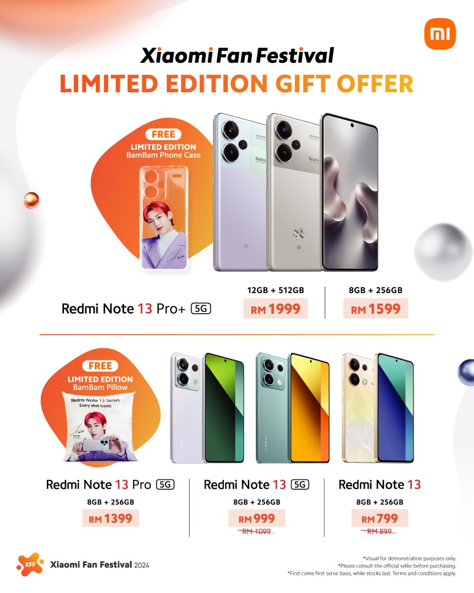 Who wants a BamBam merchandize? We have a limited-edition gift offer just for you! Get your Redmi Note 13 Series and bring home the limited edition BamBam phone case and BamBam pillow! 😍

Check out now: mi0.cc/_v7CY_5D

#RedmiNote13Series #RedmiNote13xBamBam