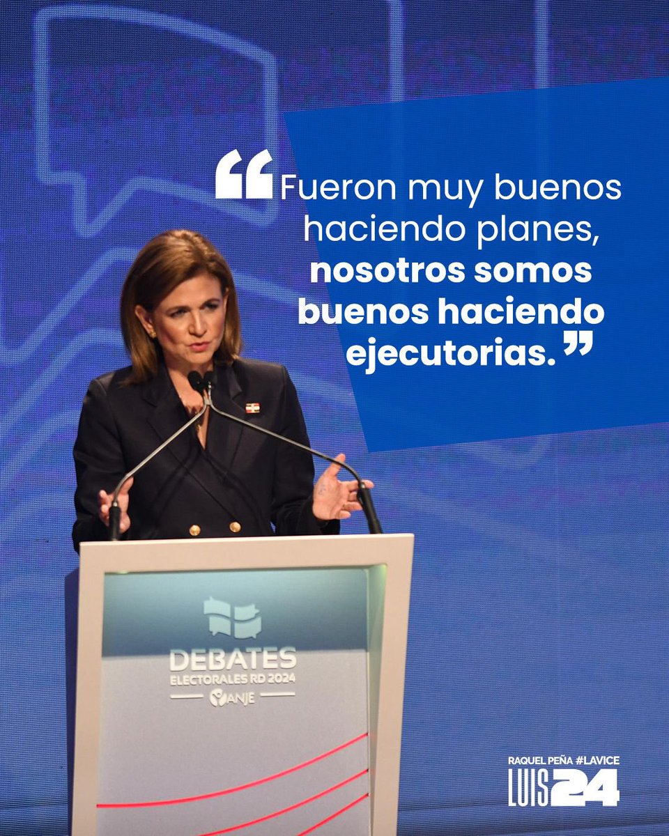 jeanluisrj's tweet photo. Las palabras de nuestra vicepresidenta @raquelpenavice son certeras. 👏🏻 Es más que notorio el compromiso del presidente @luisabinader con acciones reales a favor de los dominicanos y no con promesas vacías. 🇩🇴

#TamoEnDebate https://t.co/uLu5MuDRpU