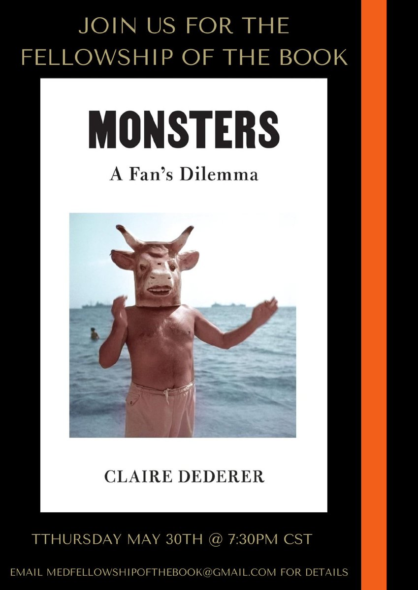 Hope you will join us on May 30 as we discuss "Monsters: A Fan's Dilemma". 

Sure to spark some VERY interesting conversation!