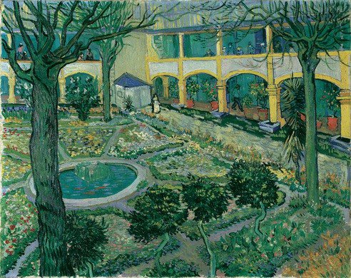 #VanGogh of the Day: Courtyard of the Hospital at Arles, April 1889. Oil on canvas, 73 x 92 cm. Oskar Reinhart Collection ‘Am Römerholz’, Winterthur.