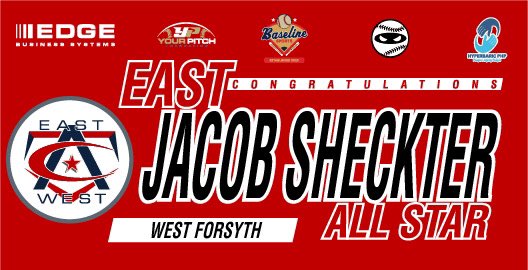 Honored to be selected to play in the East vs West all star game!
<a href="/CAstarsbaseball/">Mike McGarrell</a> <a href="/WestFoCoBball/">West Forsyth Baseball</a> <a href="/nblount41/">Nick Blount</a>