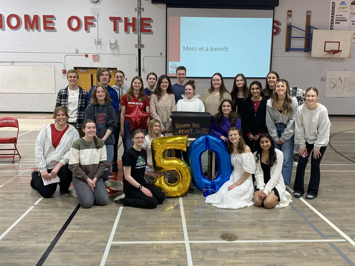 These kids 🤩 since January they’ve been visiting French Immersion elementary schools nearby to work on a callaboartive time capsule that Gr 3 students will open when they come to <a href="/EPSLancers/">Dr. E.P. Scarlett Lancers</a> for Gr 10 in 2031. Today, they led the entire culminating field trip assembly! So proud!