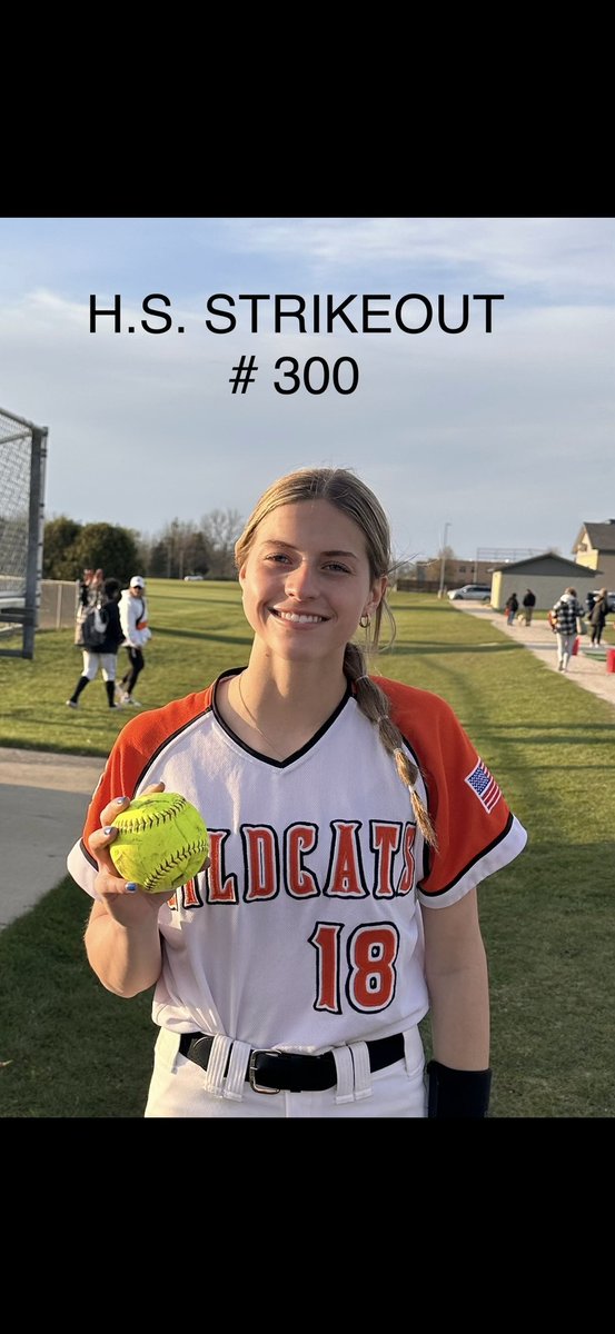 I reached the 300 strikeout mark for my high school career. I couldn’t have done it without the support of my amazing teammates and coaches! 
@LvilleHS_SB 
@IowaPremierFP 
@CSA_Athletes 
#Iowapremier #CSA #Lville #IPF #Allgasnobrakes #IPFbethebest