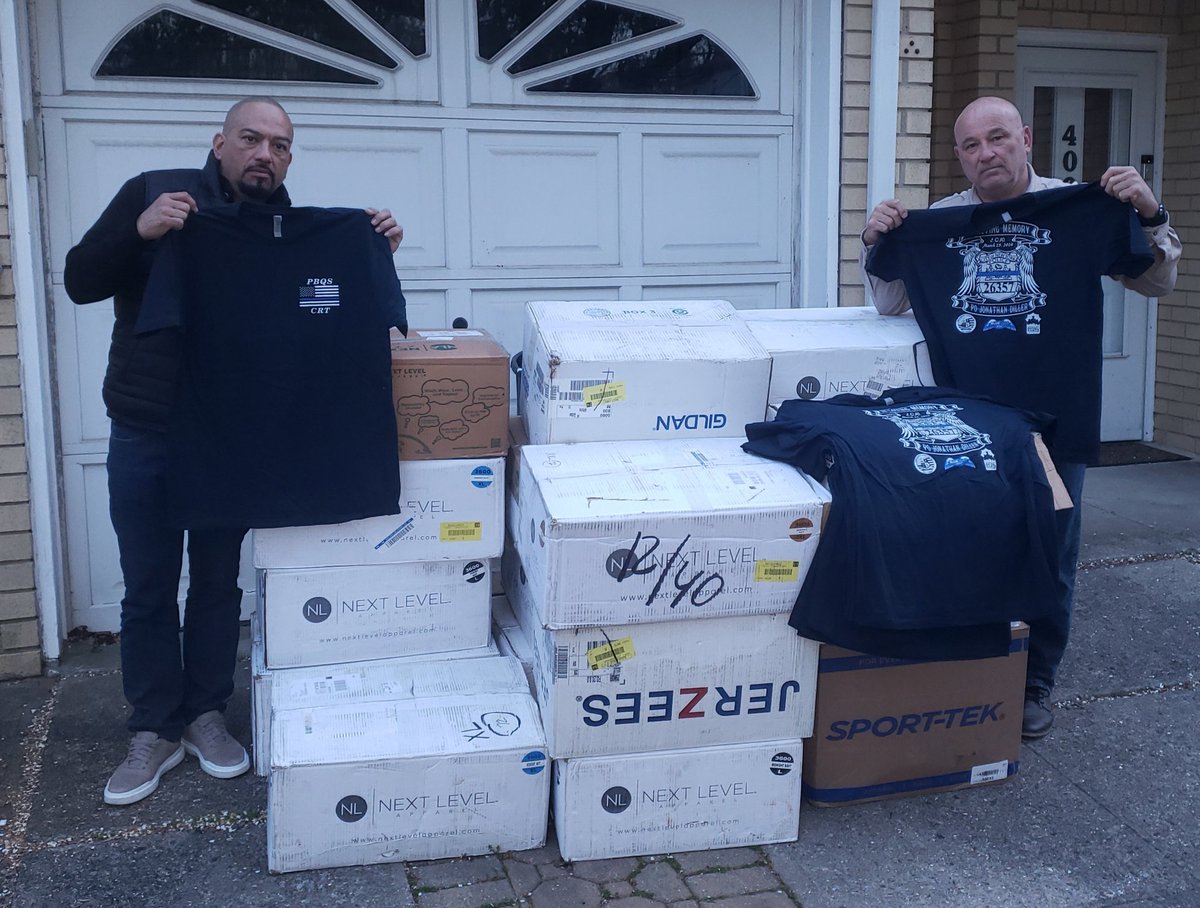 The founder of Brotherhood for the Fallen Rick Caballero flew in to help packages memorial Officer Diller Tees along with Retired Cicero, Illinois Police Department Sergio Godinez. Hundreds of shirts will continue to ship daily. Thank you for your support & patience.