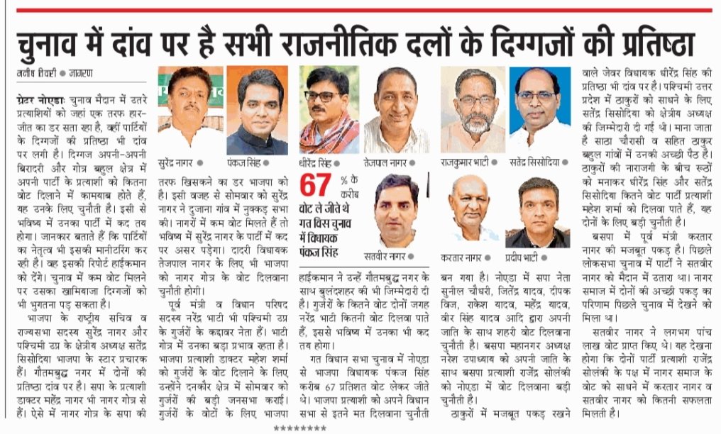 दांव पर दिग्गजों की प्रतिष्ठा @JagranNews @BJP4UP @yadavakhilesh