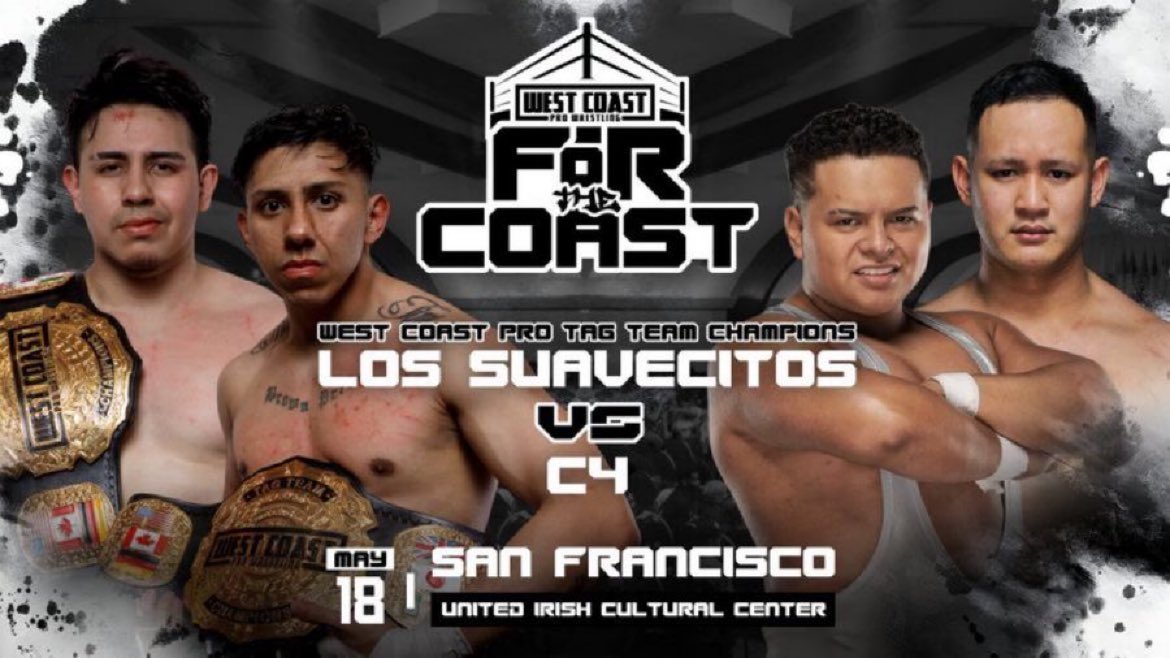West Coast Pro Champions Los Suavecitos defend their title against C4!! FOR THE COAST All Ages Welcome (Bar 21+ w/ ID) Saturday, May 18 2024 United Irish Cultural Center San Francisco, CA Tickets on sale NOW! westcoastpro.eventbrite.com