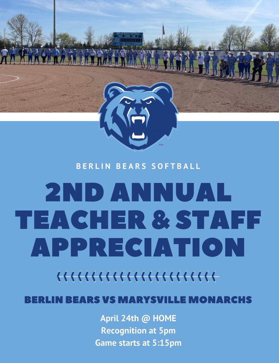 Come support the 🐻’s at our 2nd Annual Teacher & Staff Appreciation Game against Marysville tomorrow! Be there and be loud because it’s another OCC game! 🗣️ Teachers—don’t forget to wear your swag 👕