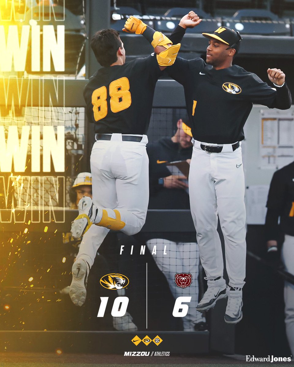 .@MizzouBaseball picks up the win over Missouri State! #MIZ🐯