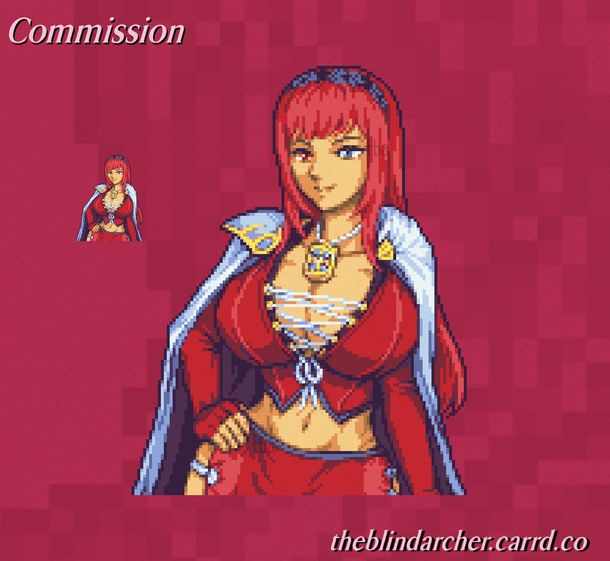 Know your limits when it comes to magic Half-body pixel art for @/MercenaryOn of their OC, Miranda Olivia Espinoza. #pixelart #ドット絵