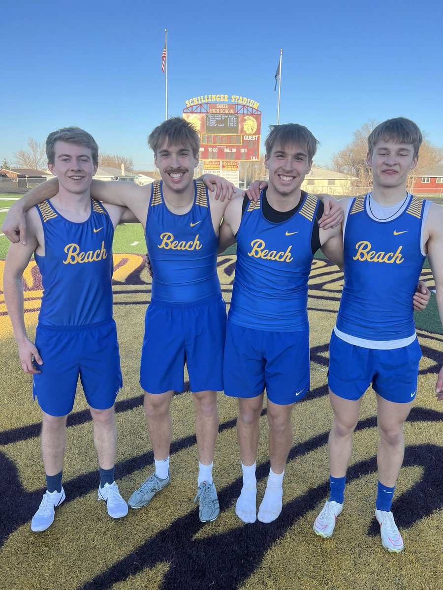 Boom! Track was running hot today in Eastern Montana! Congrats to Kade, Adam, Andrew, and Justus who State Qualified in the 1600 relay! Next up for them the 3200 relay. These guys compete hard. #BucPride we going to 🦞