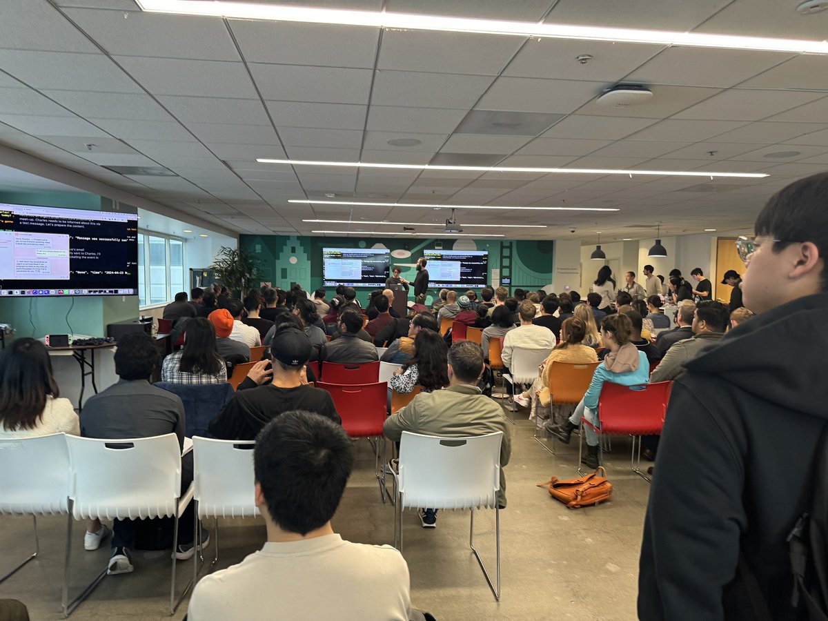 Out here @databricks HQ for Berkeley LLM meetup. Had to pull out more chairs…community is hungry, not just for the free pizza…to learn, build, collab!