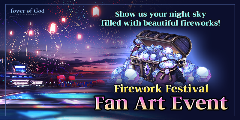 [EVENT] Firework Festival Fan Art Event

The Firework Festival night has arrived! 🎆 How’s your night going in Wolhaiksong’s private resort? We hope you also have had a good day like Urek! 😉 
If you’re enjoying the fireworks, why don’t you show us your own night sky filled with