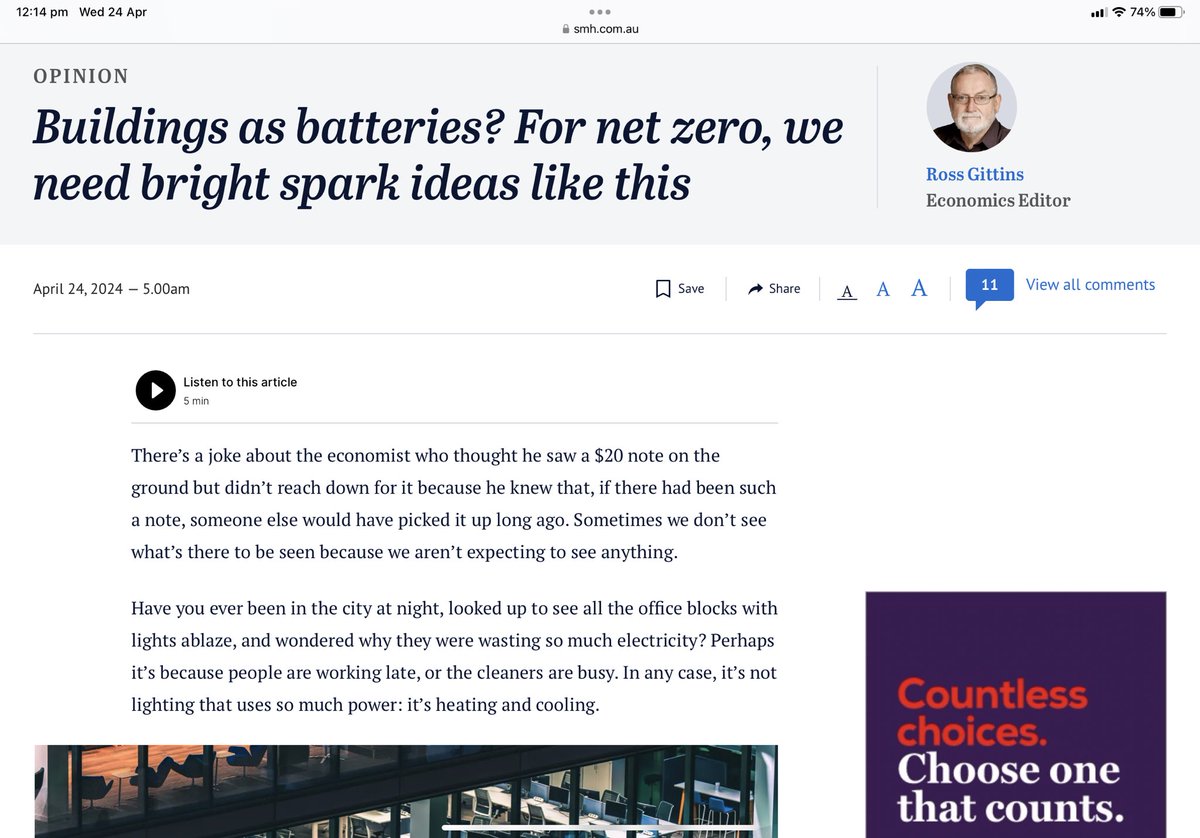 Theres nothing efficient about Australia’s electricity market. It’s based on old rules written by owners of old technologies like coal & gas. Great piece by @1RossGittins on our latest report on how we can use energy smarter & cheaper with some small rule changes #auspol #Climate