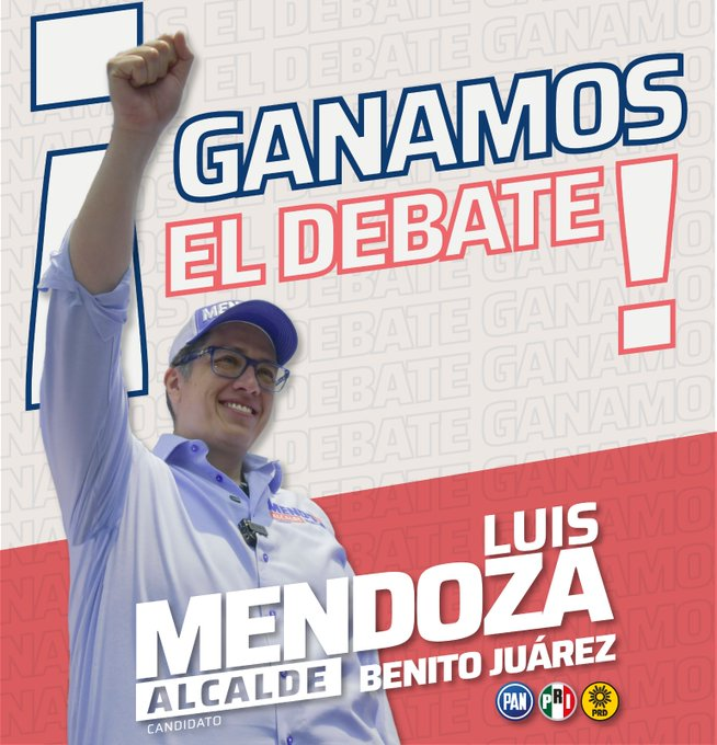 SergioAl7's tweet photo. Sin ninguna duda, Benito Juárez ganó el #DebateChilango
@letyvarela creía que iba a imponer sus mentiras, pero de dos plumazos @LuisMendozaBJ se las derrumbó
#YoConLuis #DefendamosBJ https://t.co/Yuap6evrNE