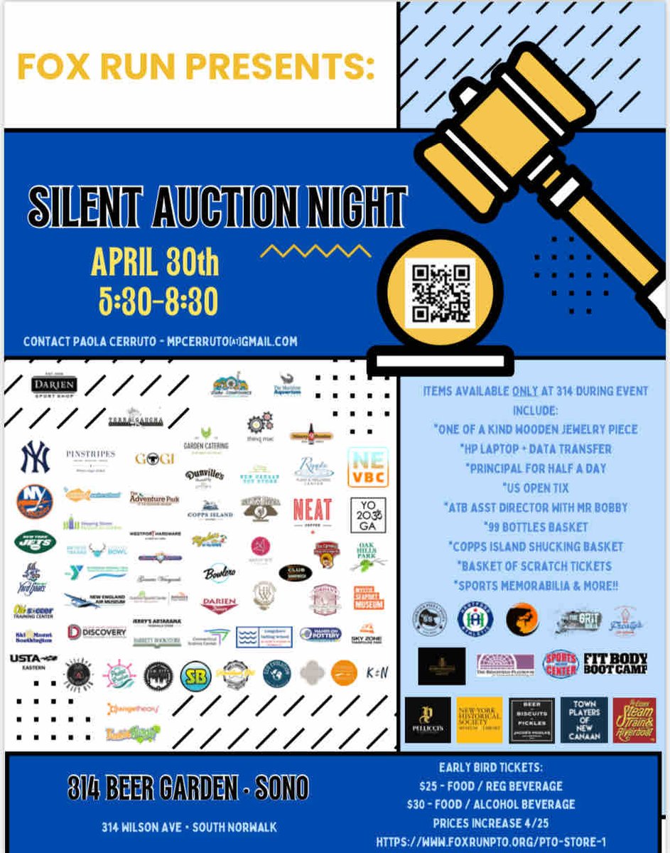 Fox Run’s Silent Auction sponsored by FR PTO.
