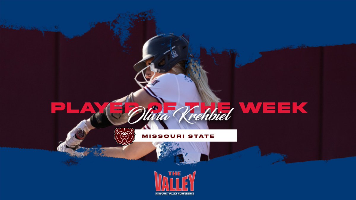 Player of the Week⫸ Olivia Krehbiel, @MSUSoftball

▪️ On top of National honors, she broke the school record for career runs scored at 124. In the MVC, she currently ranks inside the top 10 in OPS (.970), runs scored (31), home runs (6) and walks (24)

#MVCSoftball