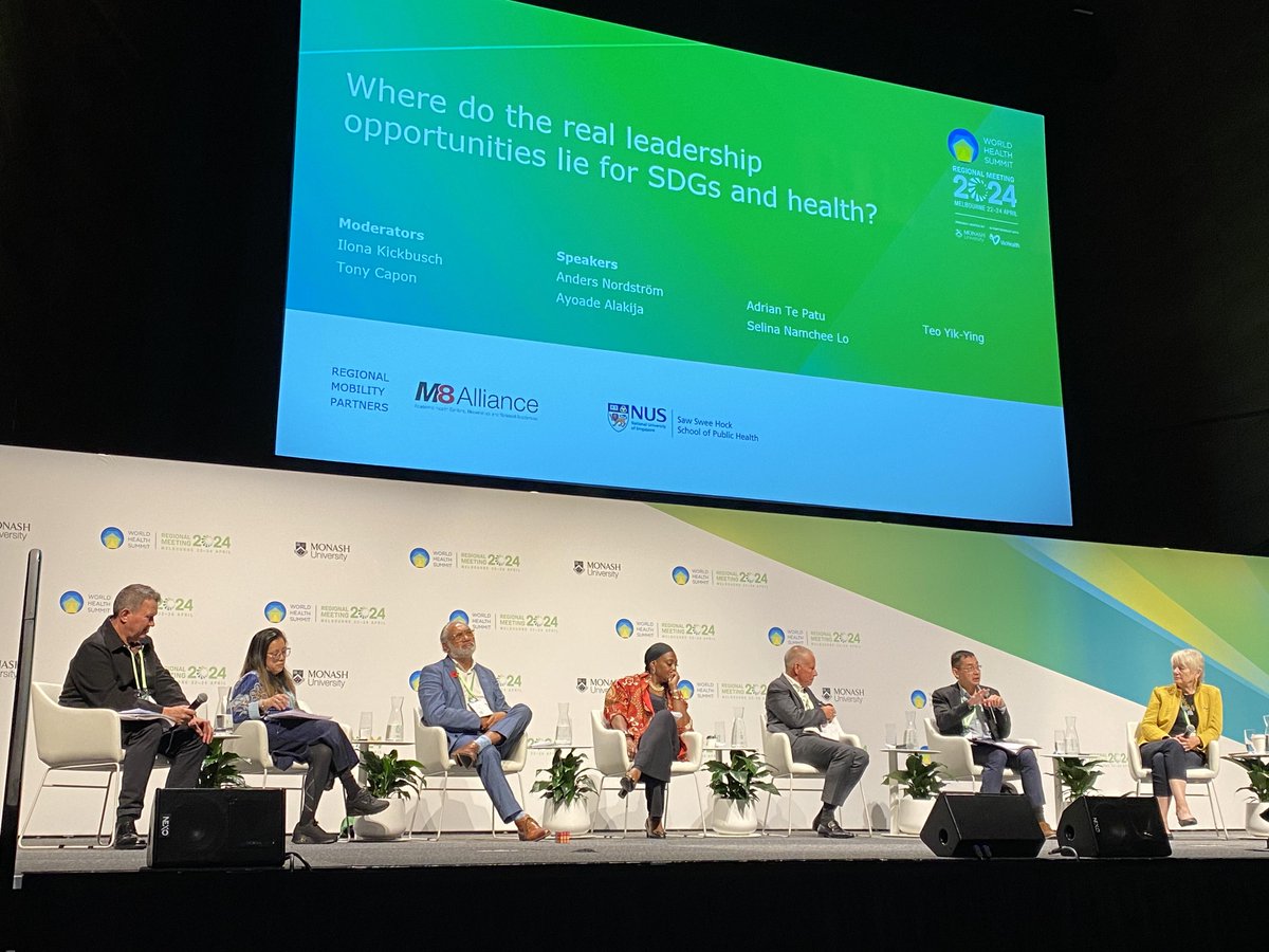 '#Geopolitics is manifesting in a way that is creating imbalances in a world in which our #leaders are distracted from what is important.' - Professor Teo Yik-Ying discussing 'Where do the real #leadership opportunities lie for #SDGs and #Health. #WHSMelbourne2024