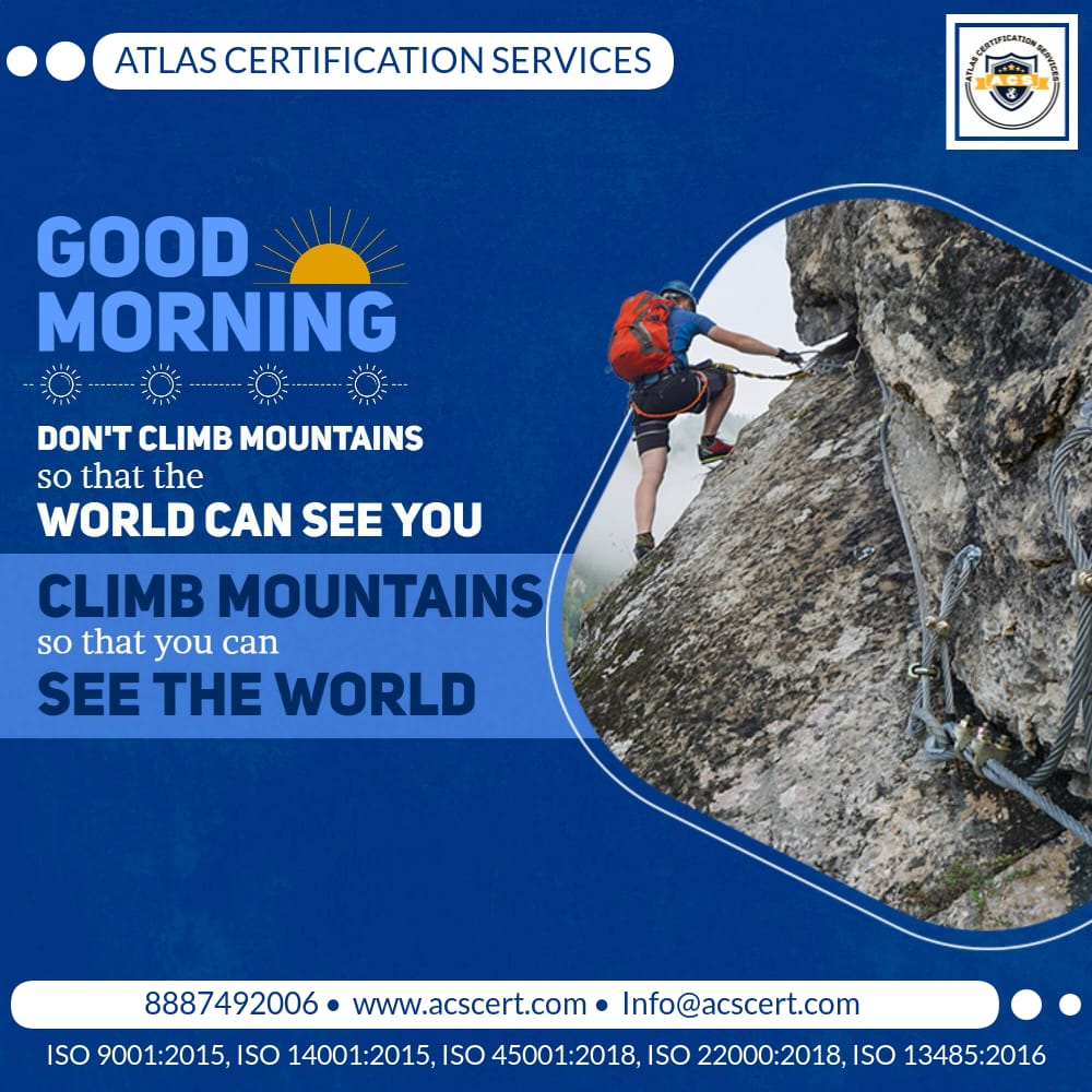 'Good morning! ☀️ Elevate your standards with Atlas Certification Services. From ISO 9001 to ISO 14001, we've got you covered! #Quality #ISOStandards #Certification'