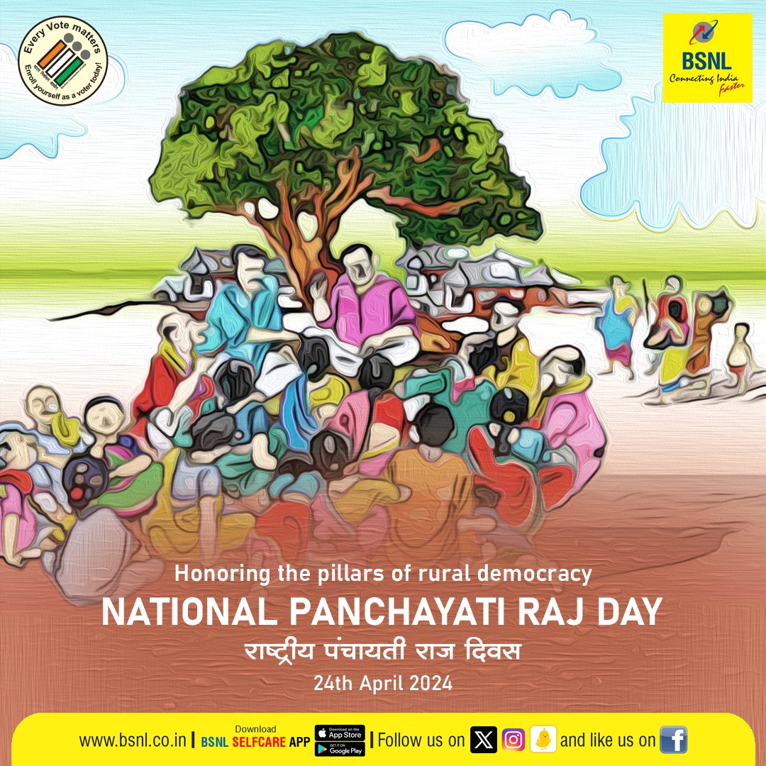 As we commemorate #NationalPanchayatiRajDay, let's honor the pillars of local governance that empower communities and uphold the spirit of democracy at its core. #PanchayatiRaj #BSNL