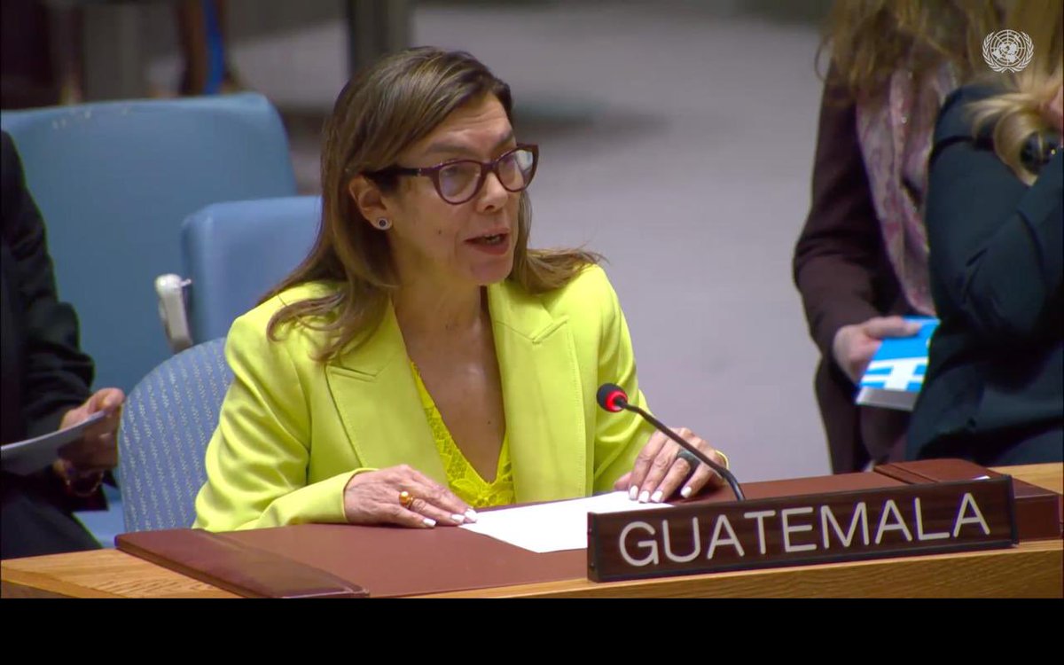 Guatemala 🇬🇹 at #UNSC open debate on #CRSV #WPS acknowledged that sexual violence in conflict is a tactic of war and a flagrant violation of international humanitarian law, which must be unequivocally condemned. #NewAgendaForPeace  #SALW
