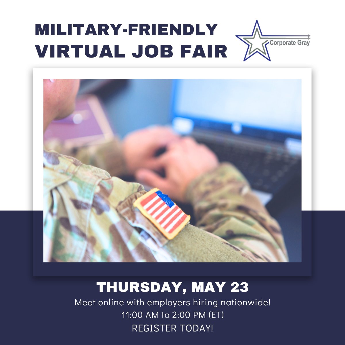 Mark your calendar for an excellent opportunity to meet with dozens of employers right from your computer! Register for the May 23 Virtual Military-Friendly Job Fair at: ecareerfairs.com/JobSeeker/View… #militaryfriendly #militarytransition #jobnetworking #CGjobfair