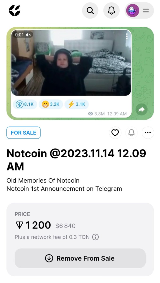 Old Memories of Notcoin 

Notcoin 1st announcement/post NFT for sell 

Link getgems.io/nft/EQAnZzLHOX…

#Telegram #notcoin #TON #durove
<a href="/notcoin/"></a>
