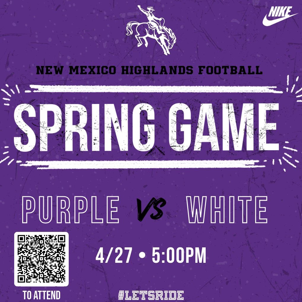 Purple vs. White Game this Saturday! 

Recruits, use the QR Code to sign up! 

#LetsRide