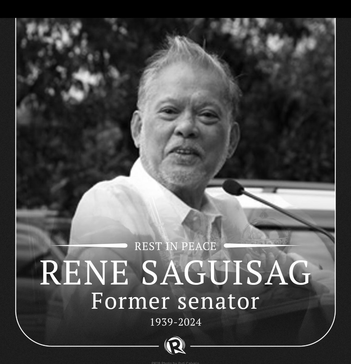 Sen Rene is worth a hundred Chiz Escuderos, a thousand Grace Poes, a million Bato dela Rosas, a billion Bong Gos, a trillion Imees, and a gazillion Robin Padillas. 

May your soul find solace and peace. Your nationalism and selfless heroism will forever be remembered.